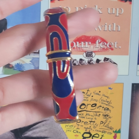 Vintage KJL red/blue enamel bracelet - Picture 3 of 8